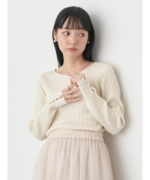 earth music&ecology(アースミュージックアンドエコロジー)の「ランダムリブパールニットプルオーバー(ニット/セーター・レディース・オフホワイト/サックスブルー/イエロー/ネイビー・S/M)」の16枚目の写真