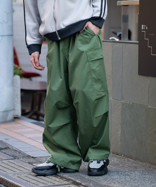 ライトブルー カーゴパンツ 大人向けサイズあり】ライトデニム・ワイドカーゴパンツ(S(150cm