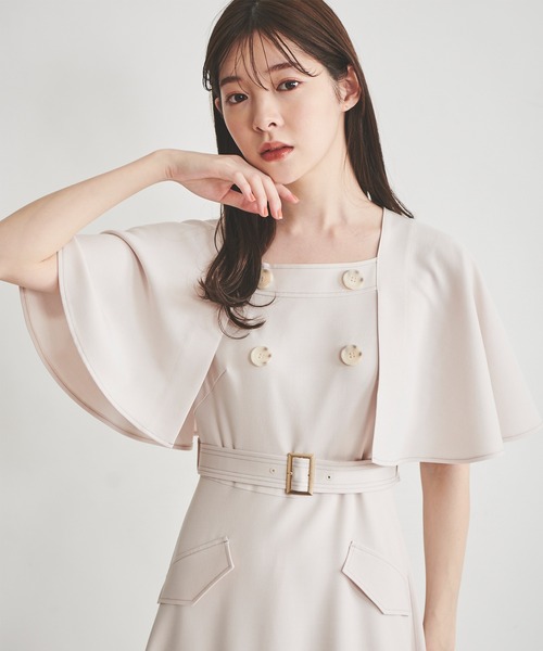 31 Sons de mode（トランテアン　ソン　ドゥ　モード）の「麻調合繊ワンピース（ワンピース・レディース・クリーム/ベージュ/ネイビー・38/36）」の8枚目の写真