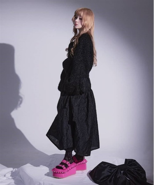 FickleBebe(フィクルベベ)の「ビッグリボン2WAYニット(ニット/セーター・レディース・ブルーグレー/ブラック/ホワイト・FREE)」の19枚目の写真