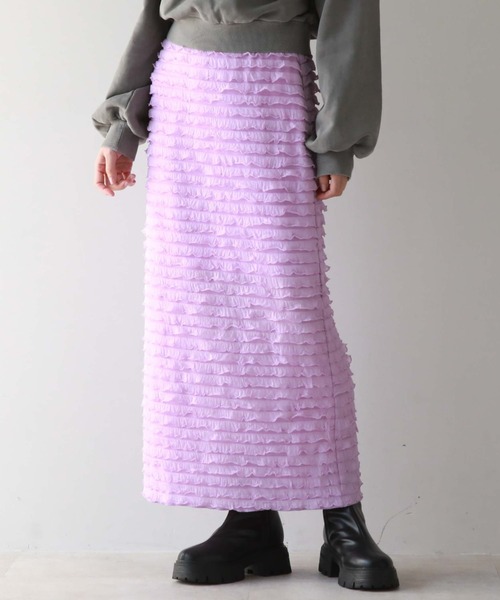 archives(アルシーヴ)の「カットフリルタイトスカート(スカート・レディース・ブルー/オフホワイト/ブラック/ラベンダー・MEDIUM)」の4枚目の写真