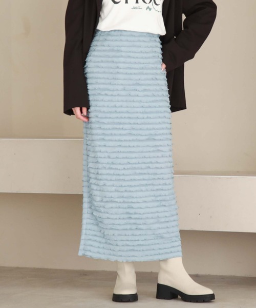 archives(アルシーヴ)の「カットフリルタイトスカート(スカート・レディース・ブルー/オフホワイト/ブラック/ラベンダー・MEDIUM)」の3枚目の写真