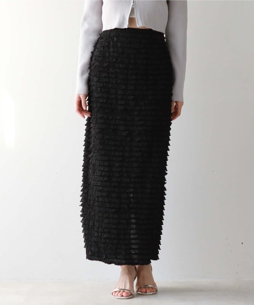 archives(アルシーヴ)の「カットフリルタイトスカート(スカート・レディース・ブルー/オフホワイト/ブラック/ラベンダー・MEDIUM)」の1枚目の写真