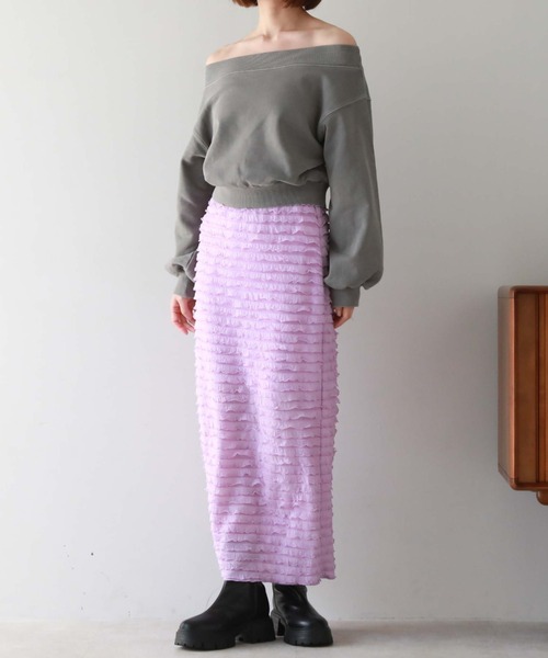 archives(アルシーヴ)の「カットフリルタイトスカート(スカート・レディース・ブルー/オフホワイト/ブラック/ラベンダー・MEDIUM)」の9枚目の写真