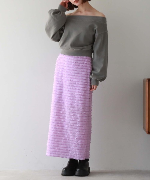 archives(アルシーヴ)の「カットフリルタイトスカート(スカート・レディース・ブルー/オフホワイト/ブラック/ラベンダー・MEDIUM)」の5枚目の写真