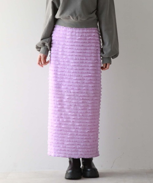 archives(アルシーヴ)の「カットフリルタイトスカート(スカート・レディース・ブルー/オフホワイト/ブラック/ラベンダー・MEDIUM)」の11枚目の写真