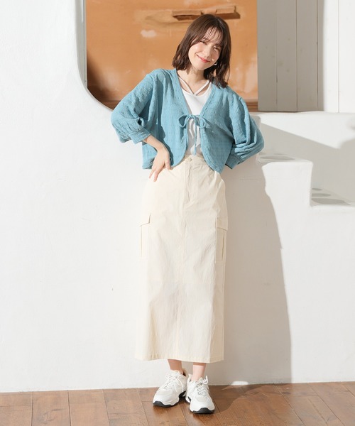 Honeys（ハニーズ）の「7分袖リボン付きボレロカーディガン