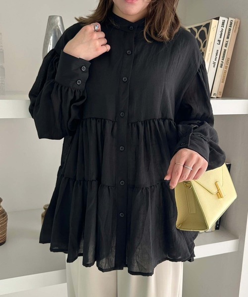 Edit Sheen（エディットシーン）の「コットンティアードブラウス（シャツ/ブラウス・レディース・ホワイト/ブラック/ブルー・M）」の8枚目の写真