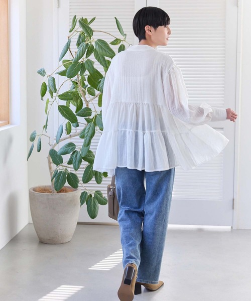 Edit Sheen（エディットシーン）の「コットンティアードブラウス（シャツ/ブラウス・レディース・ホワイト/ブラック/ブルー・M）」の7枚目の写真