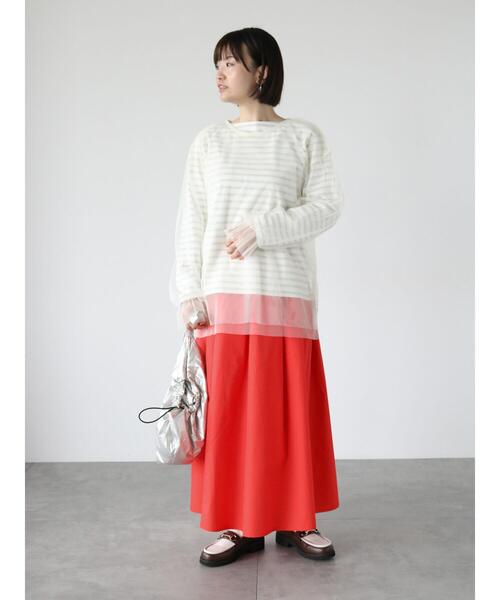 Lugnoncure（ルノンキュール）の「【選べる着丈】タイプライタースカート（スカート・レディース・ブラック/ネイビー/ベージュ/レッド/グリーン・ﾌﾘｰ(M)/ﾌﾘｰ(L)）」の7枚目の写真