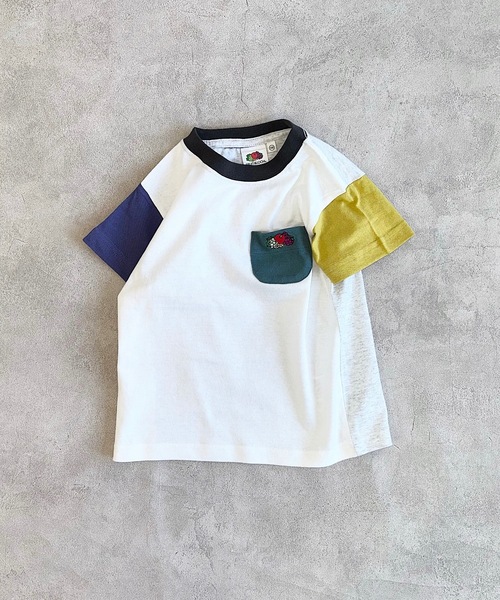 FRUIT OF THE LOOM（フルーツオブザルーム）の「【FRUIT OF THE LOOM】半袖ポケットTシャツ(80～160cm)（Tシャツ/カットソー・キッズ・ライトピンク/エメラルド/ブラック系その他/オフホワイト/ホワイト系その他/マスタード/パープル/チャコール・100/95/90/80/160/150/140/130/120/110）」の3枚目の写真