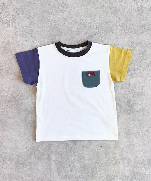 FRUIT OF THE LOOM（フルーツオブザルーム）の「【FRUIT OF THE LOOM】半袖ポケットTシャツ(80～160cm)（Tシャツ/カットソー・キッズ・ライトピンク/エメラルド/ブラック系その他/オフホワイト/ホワイト系その他/マスタード/パープル/チャコール・100/95/90/80/160/150/140/130/120/110）」の10枚目の写真