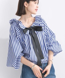 PICCIN | ビッグカラーグログランリボンストライプブラウス(シャツ/ブラウス)