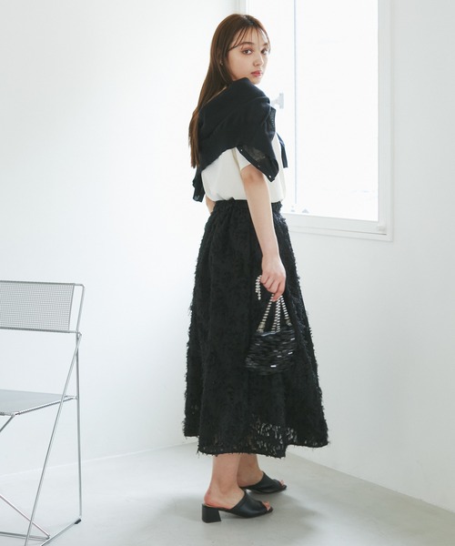 ROPE' PICNIC(ロペピクニック)の「【emur/エミュール】ジャガードタックデザインスカート(スカート・レディース・ブラック/オフホワイト・38)」の3枚目の写真