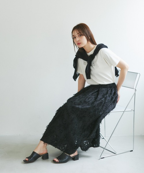 ROPE' PICNIC(ロペピクニック)の「【emur/エミュール】ジャガードタックデザインスカート(スカート・レディース・ブラック/オフホワイト・38)」の4枚目の写真