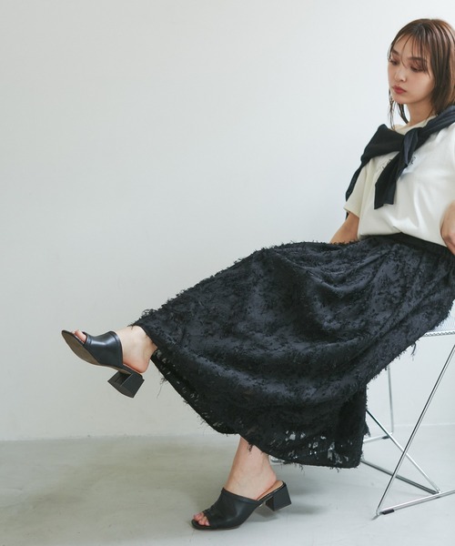 ROPE' PICNIC(ロペピクニック)の「【emur/エミュール】ジャガードタックデザインスカート(スカート・レディース・ブラック/オフホワイト・38)」の6枚目の写真