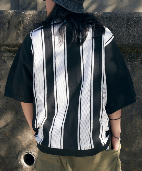 VENCEEXCHANGE（ヴァンスエクスチェンジ）の「ストライプケンシュクニットシャツ（シャツ/ブラウス・メンズ・ブラック/グリーン系その他/ブルー系・M/L）」の9枚目の写真