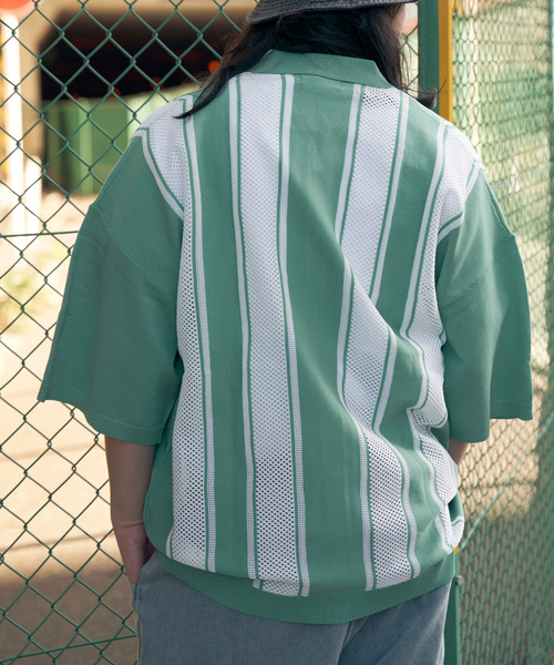 VENCEEXCHANGE（ヴァンスエクスチェンジ）の「ストライプケンシュクニットシャツ（シャツ/ブラウス・メンズ・ブラック/グリーン系その他/ブルー系・M/L）」の12枚目の写真