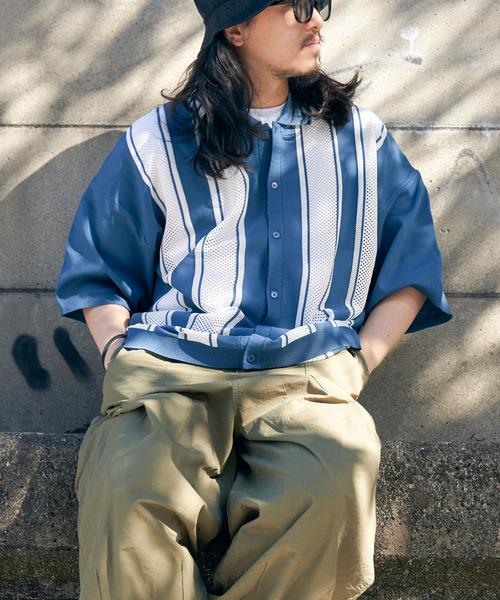 VENCEEXCHANGE（ヴァンスエクスチェンジ）の「ストライプケンシュクニットシャツ（シャツ/ブラウス・メンズ・ブラック/グリーン系その他/ブルー系・M/L）」の14枚目の写真