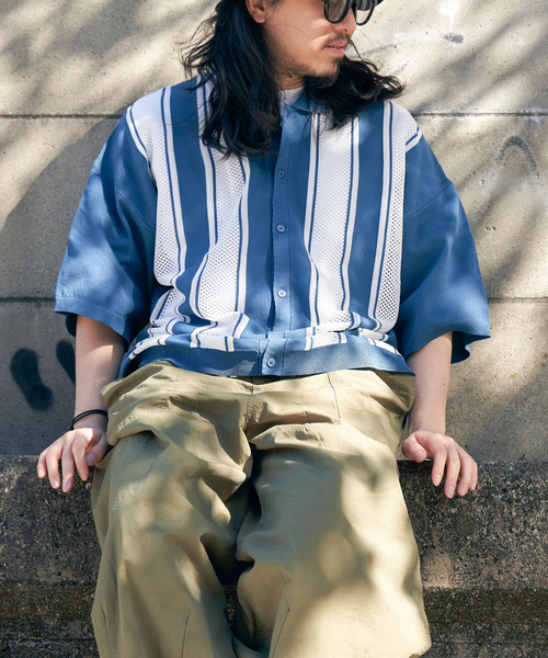 VENCEEXCHANGE（ヴァンスエクスチェンジ）の「ストライプケンシュクニットシャツ（シャツ/ブラウス・メンズ・ブラック/グリーン系その他/ブルー系・M/L）」の17枚目の写真