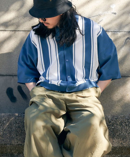 VENCEEXCHANGE（ヴァンスエクスチェンジ）の「ストライプケンシュクニットシャツ（シャツ/ブラウス・メンズ・ブラック/グリーン系その他/ブルー系・M/L）」の18枚目の写真