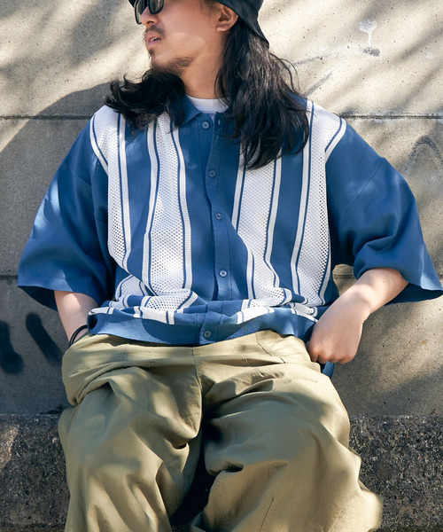 VENCEEXCHANGE（ヴァンスエクスチェンジ）の「ストライプケンシュクニットシャツ（シャツ/ブラウス・メンズ・ブラック/グリーン系その他/ブルー系・M/L）」の19枚目の写真