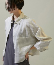 SALON adam et rope' | [24SS]ACAR 麻混クロップドシャツ 無地/ストライプ【WEB限定カラー】(シャツ/ブラウス)