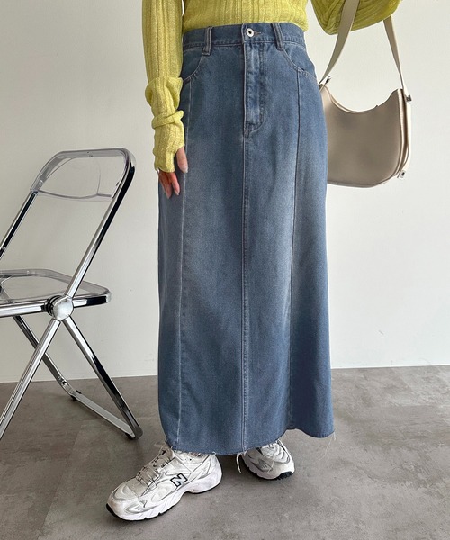apres jour mignon（アプレジュールミニョン）の「デニムマキシスカート【ZOZOTOWN限定アイテム】（デニムスカート・レディース・ブラック/インディゴブルー/ダークブルー・SMALL/MEDIUM/X-LARGE）」の9枚目の写真