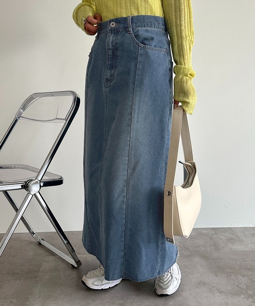 apres jour mignon（アプレジュールミニョン）の「デニムマキシスカート【ZOZOTOWN限定アイテム】（デニムスカート・レディース・ブラック/インディゴブルー/ダークブルー・SMALL/MEDIUM/X-LARGE）」の11枚目の写真