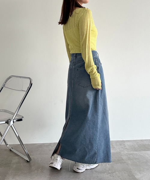 apres jour mignon（アプレジュールミニョン）の「デニムマキシスカート【ZOZOTOWN限定アイテム】（デニムスカート・レディース・ブラック/インディゴブルー/ダークブルー・SMALL/MEDIUM/X-LARGE）」の15枚目の写真