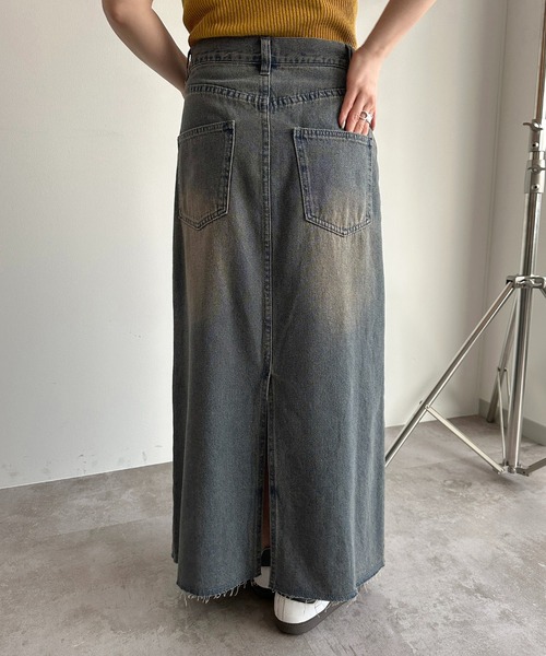 apres jour mignon（アプレジュールミニョン）の「デニムマキシスカート【ZOZOTOWN限定アイテム】（デニムスカート・レディース・ブラック/インディゴブルー/ダークブルー・SMALL/MEDIUM/X-LARGE）」の6枚目の写真