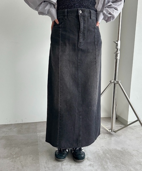 apres jour mignon（アプレジュールミニョン）の「デニムマキシスカート【ZOZOTOWN限定アイテム】（デニムスカート・レディース・ブラック/インディゴブルー/ダークブルー・SMALL/MEDIUM/X-LARGE）」の18枚目の写真