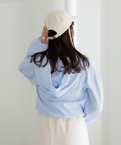 flower（フラワー）の「コットンレースフーディー（その他アウター・レディース・ブルー/ホワイト・FREE）」の4枚目の写真