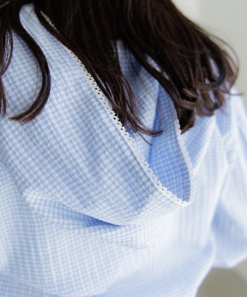 flower（フラワー）の「コットンレースフーディー（その他アウター・レディース・ブルー/ホワイト・FREE）」の10枚目の写真