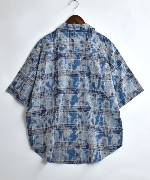 Starting Over（スターティングオーバー）の「hard wash open collar check shirt/ハードウォッシュ オープンカラー チェック シャツ/半袖シャツ（シャツ/ブラウス・メンズ・レッド/チャコールグレー/ブルー・M/L/XL）」の4枚目の写真