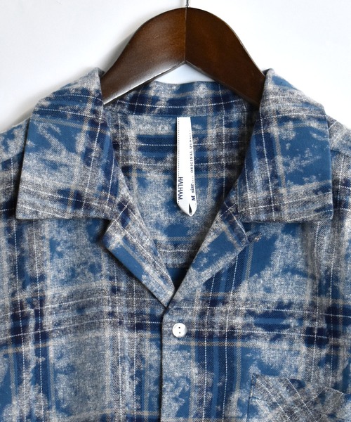 Starting Over（スターティングオーバー）の「hard wash open collar check shirt/ハードウォッシュ オープンカラー チェック シャツ/半袖シャツ（シャツ/ブラウス・メンズ・レッド/チャコールグレー/ブルー・M/L/XL）」の5枚目の写真