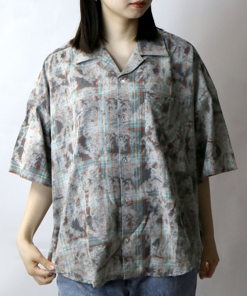 Starting Over（スターティングオーバー）の「hard wash open collar check shirt/ハードウォッシュ オープンカラー チェック シャツ/半袖シャツ（シャツ/ブラウス・メンズ・レッド/チャコールグレー/ブルー・M/L/XL）」の12枚目の写真