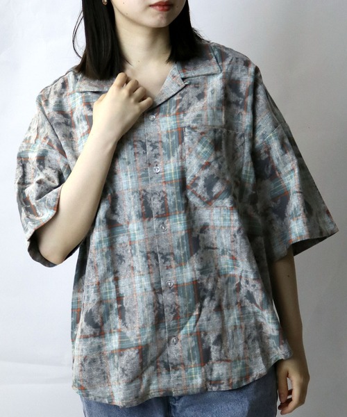 Starting Over（スターティングオーバー）の「hard wash open collar check shirt/ハードウォッシュ オープンカラー チェック シャツ/半袖シャツ（シャツ/ブラウス・メンズ・レッド/チャコールグレー/ブルー・M/L/XL）」の16枚目の写真