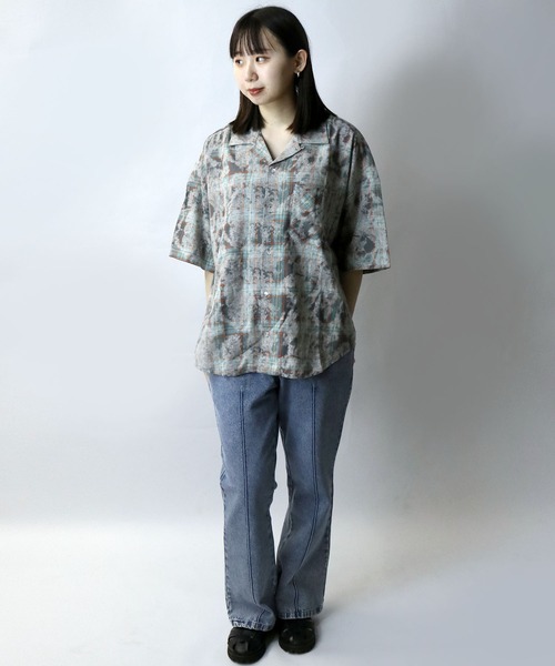 Starting Over（スターティングオーバー）の「hard wash open collar check shirt/ハードウォッシュ オープンカラー チェック シャツ/半袖シャツ（シャツ/ブラウス・メンズ・レッド/チャコールグレー/ブルー・M/L/XL）」の14枚目の写真