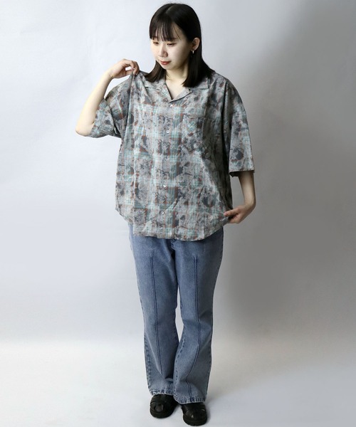 Starting Over（スターティングオーバー）の「hard wash open collar check shirt/ハードウォッシュ オープンカラー チェック シャツ/半袖シャツ（シャツ/ブラウス・メンズ・レッド/チャコールグレー/ブルー・M/L/XL）」の15枚目の写真