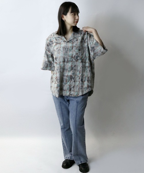 Starting Over（スターティングオーバー）の「hard wash open collar check shirt/ハードウォッシュ オープンカラー チェック シャツ/半袖シャツ（シャツ/ブラウス・メンズ・レッド/チャコールグレー/ブルー・M/L/XL）」の13枚目の写真