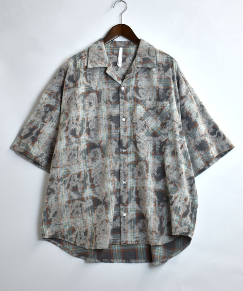 Starting Over（スターティングオーバー）の「hard wash open collar check shirt/ハードウォッシュ オープンカラー チェック シャツ/半袖シャツ（シャツ/ブラウス・メンズ・レッド/チャコールグレー/ブルー・M/L/XL）」の11枚目の写真