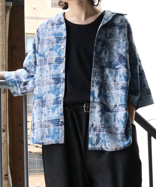 Starting Over（スターティングオーバー）の「hard wash open collar check shirt/ハードウォッシュ オープンカラー チェック シャツ/半袖シャツ（シャツ/ブラウス・メンズ・レッド/チャコールグレー/ブルー・M/L/XL）」の17枚目の写真