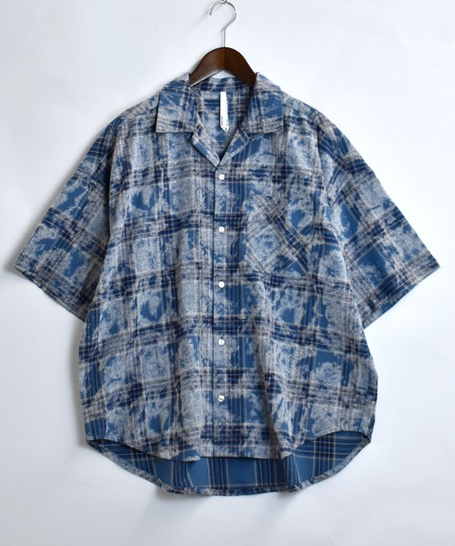 Starting Over（スターティングオーバー）の「hard wash open collar check shirt/ハードウォッシュ オープンカラー チェック シャツ/半袖シャツ（シャツ/ブラウス・メンズ・レッド/チャコールグレー/ブルー・M/L/XL）」の21枚目の写真