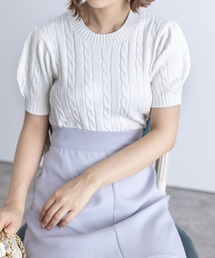 clear | ケーブル編み半袖パフスリーブニットトップス≪2024SS新作≫(ニット/セーター)