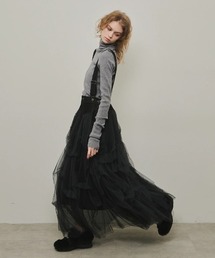 サスペンダーデニムCARRIE サスペンダーデニムCarrie/ボリュームチュールスカート（サロペット