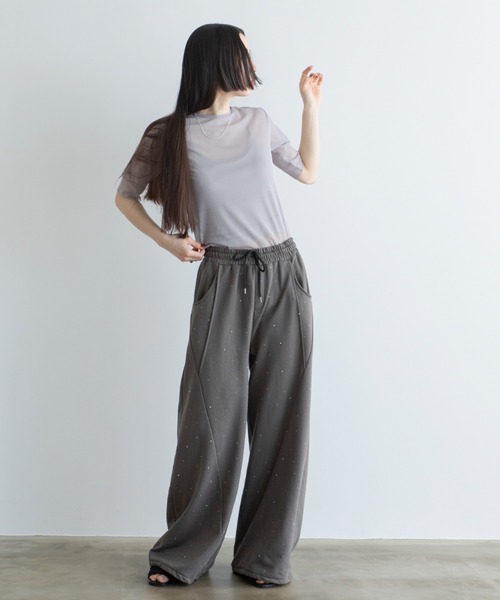 VACANCY(ヴァカンシー)の「ラメストーンイージースウェットパンツ(スウェットパンツ・レディース・グレー/チャコールグレー・MEDIUM/LARGE)」の6枚目の写真