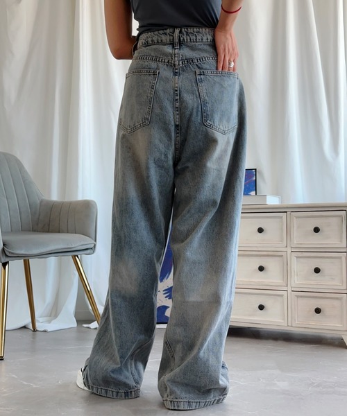 aimoha(アイモハ)の「【Aimoha】レトロ風デニムパンツ(デニムパンツ・レディース・ライトブルー・SMALL/MEDIUM/LARGE)」の3枚目の写真