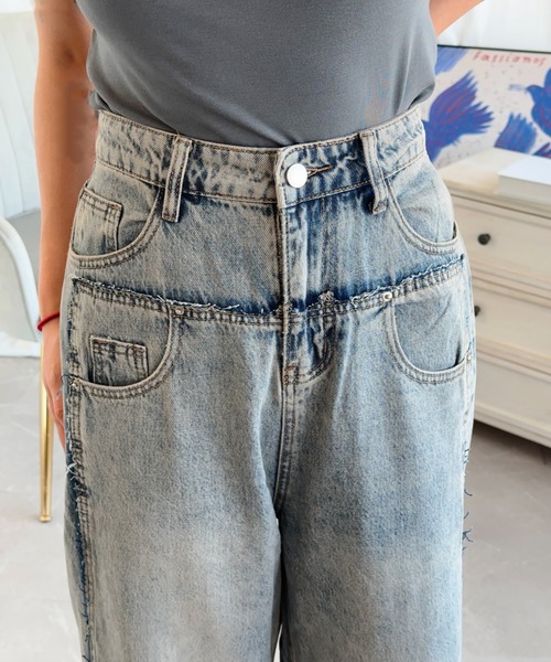 aimoha(アイモハ)の「【Aimoha】レトロ風デニムパンツ(デニムパンツ・レディース・ライトブルー・SMALL/MEDIUM/LARGE)」の4枚目の写真