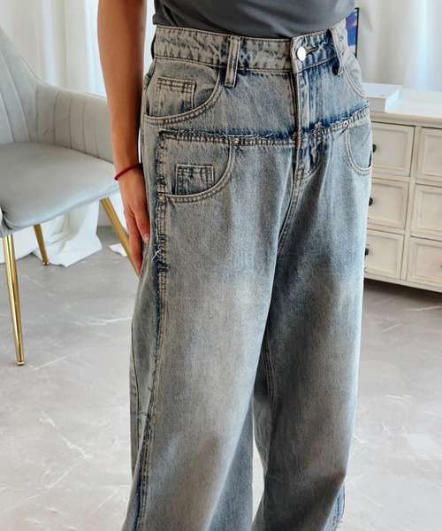 aimoha(アイモハ)の「【Aimoha】レトロ風デニムパンツ(デニムパンツ・レディース・ライトブルー・SMALL/MEDIUM/LARGE)」の5枚目の写真